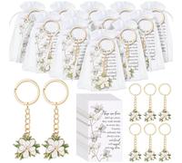 Ecally 20 Set Funeral Favors for Guests Keychain Celebration of Life Favors Gift for Memorial Party Supplies Loss of Loved One (Magnolia)