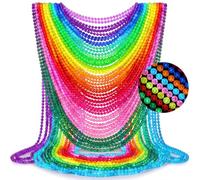 Ecally 200 Pcs Neon Beads Necklaces Bulk 33" Halloween Glow in The Dark Necklaces Neon Party Decoration Light up Glow Party Supply UV Festival Parade Throw Accessory Costume for Festival, necklaces is