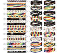 Ecally 200 Pcs Rainbow Pride Wristlet Keychains Bulk Gay Pride Key Chain LGBT Pride Gift Love Wins Pride Flag Key Rings Pride Accessories for LGBTQ Gay Lesbian Bisexual Pride Day Pride Month Supplies