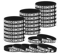 Ecally 30 Pcs Homecoming Party Decorations Homecoming Silicone Bracelets Party Favor Rubber Wristbands Supplies for Students Prize Gifts Goodie Stuffers Fillers(Black,White)