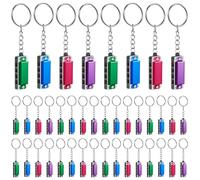 Ecally 32 Pcs Mini Harmonica Keychain for Kids Operation Christmas Favors Portable Wind Instruments 4 Holes 8 Tunes Harmonica Music Party Favors Cute Music Keychain Accessory (Fashion Color)