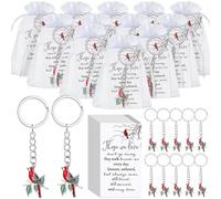 Ecally 40 Set Funeral Favors for Guests Keychain Celebration of Life Favors Gift for Memorial Party Supplies Loss of Loved One (Cardinal)