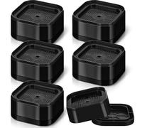 Ecally 6 Pack Furniture Risers Adjustable Bed Risers Desk Leg Risers 1.38" Stackable Heavy Duty Bed Lifts Risers Square Bed Raising Blocks for Mattress Table Leg Desk Chair Couch Sofa Dorm (Black)