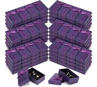 Ecally 96 Pcs Small Cardboard Jewelry Gift Boxes 2 x 3.1 x 1.1 Inches Earring Boxes for Jewelry Gift Rings Earring Necklaces (Purple)