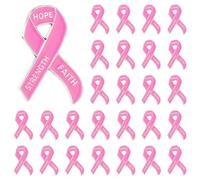 Ecally Breast Cancer Awareness Pink Ribbon Pins - Faith Hope Strength Inspirational Pins for Women Charity Public Welfare, Metal, no gemstone