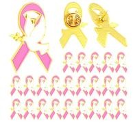 Ecally Breast Cancer Awareness Pins Bulk Pink Ribbon Boxing Glove Pins Breast Cancer Fight Bin for Charity Event, mainly pink, gold, about 0.83 x 1.38 inches/ 2.1 x 3.5 cm