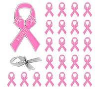 Ecally Breast Cancer Awareness Pins Bulk Pink Ribbon Boxing Glove Pins Breast Cancer Fight Bin for Charity Event, Metal, no gemstone