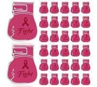 Ecally Breast Cancer Awareness Pins Bulk Pink Ribbon Boxing Glove Pins Breast Cancer Fight Bin for Charity Event, Aluminum, no gemstone