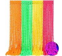 Ecally Glow in the Dark Bead Necklaces 48pcs 80s Party Supplies Neon Accessories Bulk for Halloween Party Supplies 33 inch Plastic No Gemstone