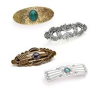 ECANGO 4 Packs Vintage Gem Decorative Hair Barrettes for Women Girls Classic Carved Pattern Retro Metal French Hair Clips Hairpins Spring Hair Barrette Accessories