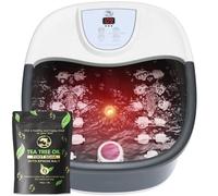 ECARBME Foot Spa Bath Massager with Heat Bubbles and Vibration Massage and Jets, 16OZ Tea Tree Oil Foot Soak Epsom Salt, Foot Soaker with 22 Rollers, Fast Heating, Adjustable Temp, Durable-Black