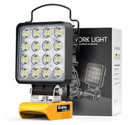 Ecarke Cordless LED Work Light - 48W/4800LM, 6500K Colour Temperature, Portable Flashlight for Dewalt 20V Battery, Type-C & USB Charging - Ideal for Camping, Hiking & Construction Sites(No Battery)