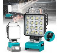 Ecarke Cordless LED Work Light - 48W/4800LM, 6500K Colour Temperature, Portable Flashlight for Makita 18V Battery, Type-C & USB Charging - Ideal for Camping, Hiking & Construction Sites(No Battery)