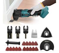 Ecarke Cordless Oscillating Multi-Tool for Ma-Kita 18V Battery, Brushless Multitool with 6 Variable Speeds, Oscillating Tool Kit for Removing, Scraping, Cutting with 23 Accessories(NO Battery)