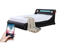 Ecasa Madrid Leather Bed Frame With Bluetooth Speaker & Led Light + Remote Black ( Single Size )