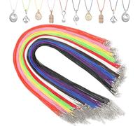 Ecation 100 Pcs 24 Inch Waxed Leather Necklace Cord Bulk with Clasp 10 Colors String Chain Necklace Rope 2 mm Colorful String Bracelet for Beads Pendant Crystal Charms DIY Jewelry Making Supplies