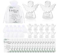Ecation 100 Sets Funeral Memorial Gifts for Guests Bulk Guardian Angel Pocket Tokens Forever in Our Hearts Cards with Organza Bags Celebration of Life Favors for Guest Memorial Party Funeral Gifts