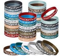 Ecation 150 Pcs Bible Verses Bracelets Bulk Scripture Silicone Wristbands Inspirational Motivational Quote Rubber Wristbands Christian Bracelets for Women Men Easter Party Favors (Classic Color)