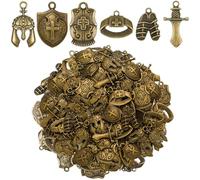 Ecation 180 Pcs Bible Theme Charms Pendants Put on the Full Armor Alloy Pendant Sunday Craft Belt Helmet Armor Charms Bulk for DIY Bracelet Necklace Jewelry Making, Zinc, No Gemstone