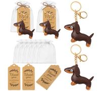 Ecation 20 Set Dachshund Keychains Thank You Tags Organza Bag Wedding Favor | Wiener Dog, Puppy, Cute, Gifts, Dog Lovers, Party Favors, Birthday, Baby Shower, Goodie Bag Fillers, Leather