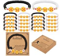Ecation 20 Set Sport Softball Bracelets Team Gift Bulk Adjustable Bead Ball Charm Bracelet with Inspirational Card for Sport Softball Team Ball Lovers Players Gifts Birthday Party Favors, about 7.09