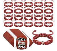 Ecation 20 Sets Baseball Softball Bracelets Gifts Sports Team Accessories with Cards, from 5.5'' to 10'' (adjustable), polyester fabric, no gemstone