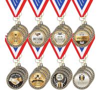 Ecation 24 Pcs 2'' Appreciation Award Medals Thank You Medal with Red White Blue Neck Ribbon Winner Trophy Team Participation Prize Adult Coworker Gift Bulk for Competitions Party (8 Style)