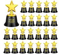Ecation 30 Pcs 5 Inch Star Student Gold Award Trophies Plastic Star Trophy Award Bulk Classroom Teacher Supplies Recognition Award in School Education Awards for Kids Children