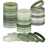 Ecation 48 Pcs Bible Verses Bracelets Bulk Scripture Silicone Wristbands Inspirational Motivational Quote Rubber Wristbands Christian Bracelets for Women Men Easter Party Favors (Sage Green)