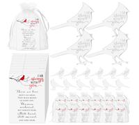 Ecation 50 Sets Christmas Funeral Favors for Guests Cardinal Memorial Pocket Hug Token Memorial Coin with Funeral Prayer Cards Organza Bag Sympathy Gifts for Celebration of Life Loss of Loved One