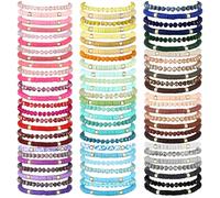 Ecation 96 Pcs Beaded Friendship Bracelets Bulk Inspirational Stretch Bracelets Y2k Colorful Bracelets Cute Adjustable Bracelets for Women Jewelry Party Favors Friend Gifts, about 6.89 inches,