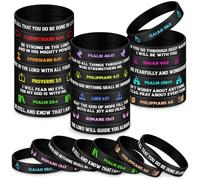 Ecation 96 Pcs Bible Verses Bracelets Bulk Scripture Silicone Wristbands Inspirational Motivational Quote Rubber Wristbands Christian Bracelets for Women Men Easter Party Favors (Black)