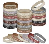 Ecation 96 Pcs Bible Verses Bracelets Bulk Scripture Silicone Wristbands Inspirational Motivational Quote Rubber Wristbands Christian Bracelets for Women Men Easter Party Favors (Black Brown)