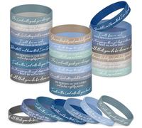 Ecation Bible Verses Bracelets Bulk Scripture Silicone Wristbands Inspirational Motivational Quote Rubber Wristbands Christian Bracelets for Easter Carnival Party Favors, about 7.87 x 0.47 inches/ 20