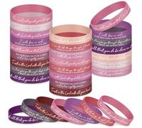 Ecation Bible Verses Bracelets Bulk Scripture Silicone Wristbands Inspirational Motivational Quote Rubber Wristbands Christian Bracelets for Easter Carnival Party Favors, about 7.87 x 0.47 inches/ 20