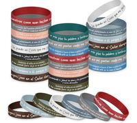 Ecation Bible Verses Bracelets Bulk Scripture Silicone Wristbands Inspirational Motivational Quote Rubber Wristbands Christian Bracelets for Easter Carnival Party Favors, about 7.87 x 0.47 inches/ 20