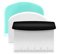 Ecavria Bench Scraper, Premium Stainless Steel Dough Scraper with 2 PCS Flexible Bowl Scraper, Dough Cutter with Measuring Scale, Versatile Kitchen Scraper Set for Pastry Bread Pizza Cake