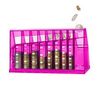 ECB Coin Sorter Euro Box for Office and Children's Rooms Available as a Gift for Adults and Children Also Made from Recycled Plastic Lockable (with Key) Transparent Colourful Pink