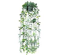 ECBEITF Small Faux Eucalyptus Potted Plant, 22 Inch Plastic Artificial Hanging Long Ivy Vine Eucalyptus Plant Decor for Indoor Outdoor Home Office Porch Wall