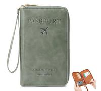 ECBLI Rowgins RFID Passport Holder for Travel, Blocking Passport Wallet, Card Essentials for Women Men Leather Cover Blocking Wallets Case Family Accessories Must Purse(Green)