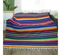Eccbox 84 X 59 Inch Large Serape Blanket With Assorted Bright Colors - Mexican Tablecloth for Wedding Party Decorations (Purple)