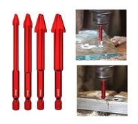 Eccentric Alloy Steel Drill Bit Set 6-12mm with Hex Shank for Accurate Drilling in Glass, Ceramic Tiles, Rock Slabs, Wood and Plastic, Self-Centering(6mm)