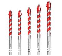 Eccentric Drill Bit, 4-Blade Sawtooth High Hardness YG6A cobalt Carbide Tip with 1/4 Inch Hex Shank for Tile Concrete Masonry Brick Cement Ceramic Granite Marble Wood, 6mm*2+8mm+10mm+12mm