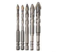 Eccentric Drill Bit Set, 5-Piece 6/8/10/12mm Crooked Head Tile Drill Bits with Hex Shank for Ceramic Tiles, Plastics, Wood and Foam Bricks