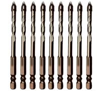 Eccentric Drill Bit Set, 5pcs 3-8mm Saw Tooth Hex Shank Four-Flute Triangle Bits, Titanium Coated HSS for Metal Wood Drilling Tapping, Heavy Duty Workshop Tool Kit