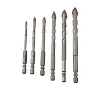 Eccentric Drill Bit Set, 6pcs Four-Flute Triangle Carbide Tips for Glass Tile Granite Concrete, 4-12mm Gold