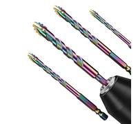 Eccentric Drill Bits 356PCS FourFlute Set for Glass Tile Drilling and Punching Featuring Carbide Tips and Triangular Spiral Shape Design to Reduce Slippage (6+8+10mm)