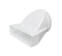 Eccentric Duct Adapter, 150mm Round to 204x60mm Rectangular Channel, White Plastic, 178mm Total Depth