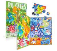 ECCHY Magnetic Puzzles for Kids 5+ Year Olds, 2-in-1 Space Dinosaur Jigsaw Puzzles (60 & 72 Pieces) for Children, Brain Teaser Puzzle Gifts for Birthday Christmas Happy New Year