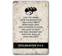 Ecclesiastes 11:1-2 Metal Sign Bible Verses Wall Art Scripture Wall Art Prints Wall Paintings For Living Room Decor Art Bathroom Decorations For Bedroom Metal Tin Sign 12x8 Inch